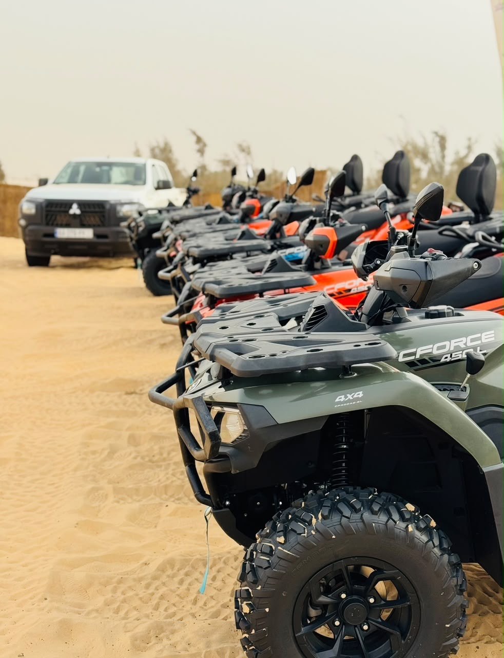Quads Oasis Adventure alignés à la base