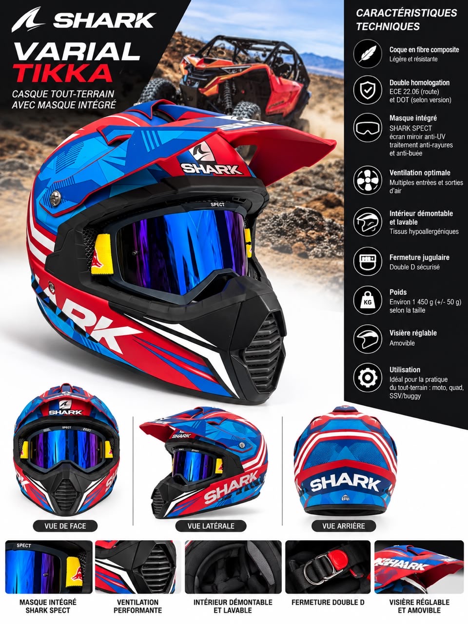 Casque Shark Varial Tikka tout-terrain — boutique Oasis Adventure